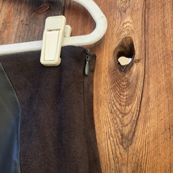 Catherine Malandrino Brown Faux Leather and Suede Skirt 12 - Picture 4 of 9